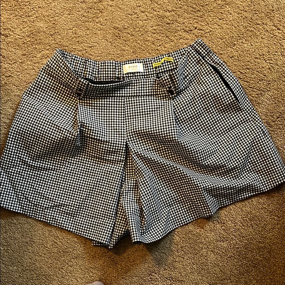 Women's Black and White Houndstooth Shorts